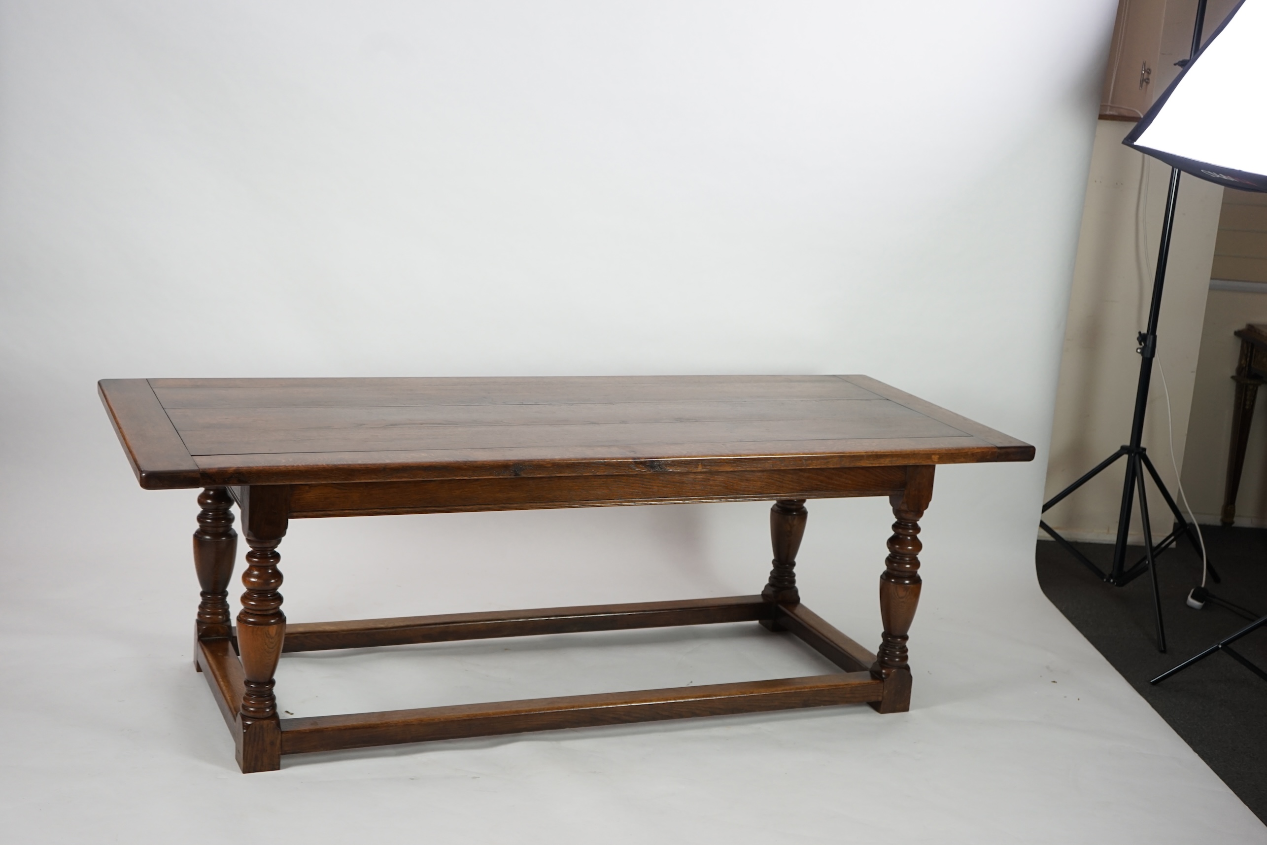 A 17th century style oak refectory table